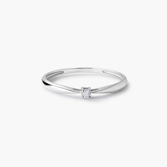 Anillo de oro blanco 18K diamante natural 0.03 ct. MOON