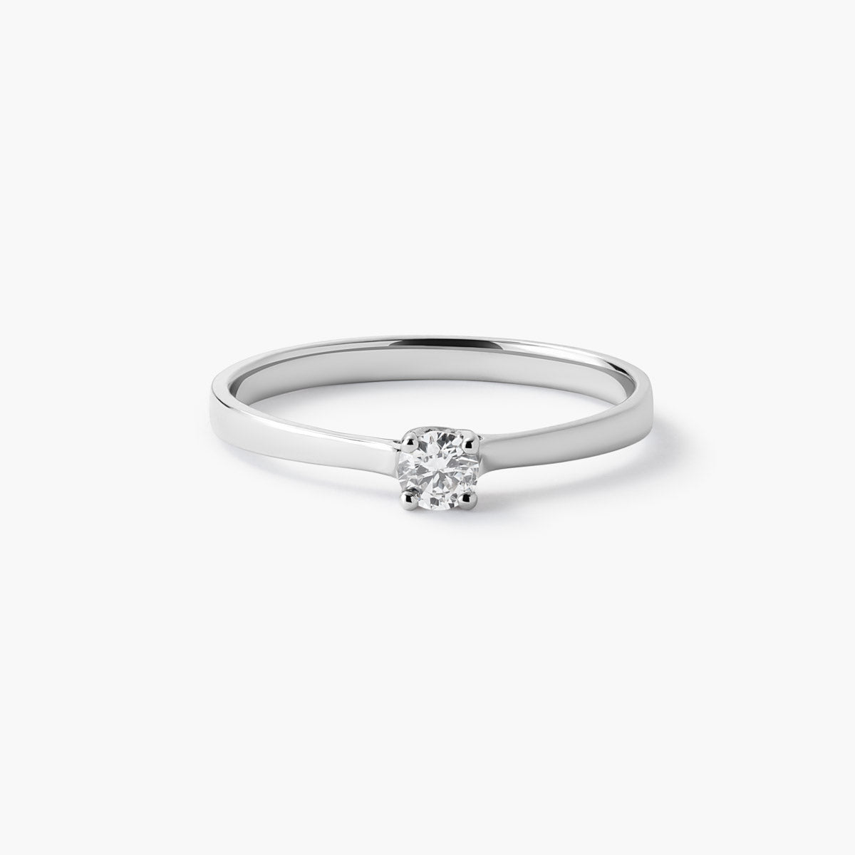 Anillo de oro blanco 18K diamante natural 0.15 ct. MOON