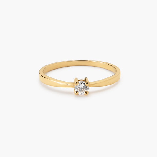 Anillo de oro 18K diamante natural 0.15 ct. SUN