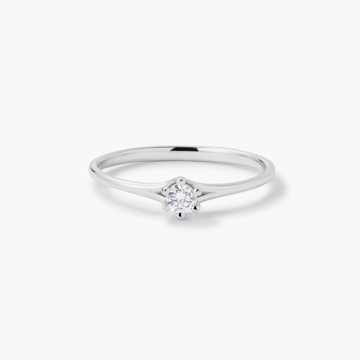 Anillo de oro blanco 18K diamante natural 0.1 ct. MOON