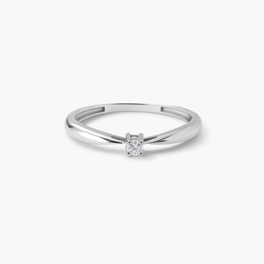 Anillo de oro blanco 18K diamante natural 0.05 ct. MOON
