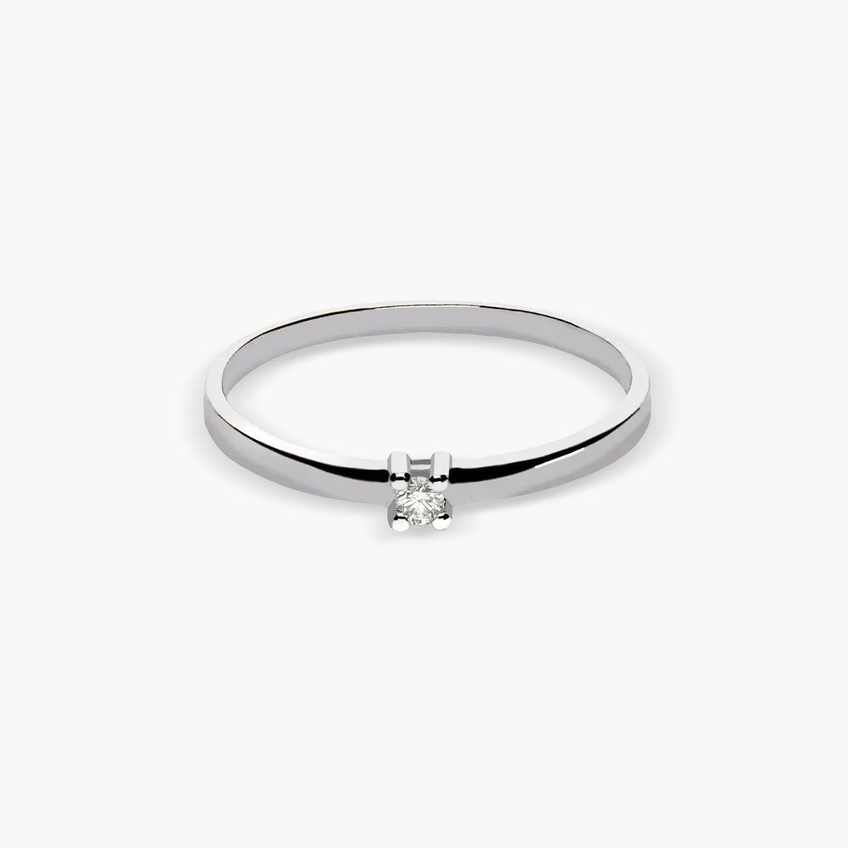 Anillo de oro blanco 18K diamante natural 0.03 ct. MOON