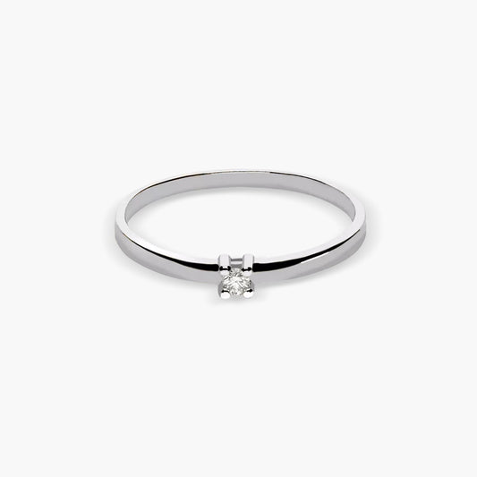 Anillo de oro blanco 18K diamante natural 0.03 ct. MOON