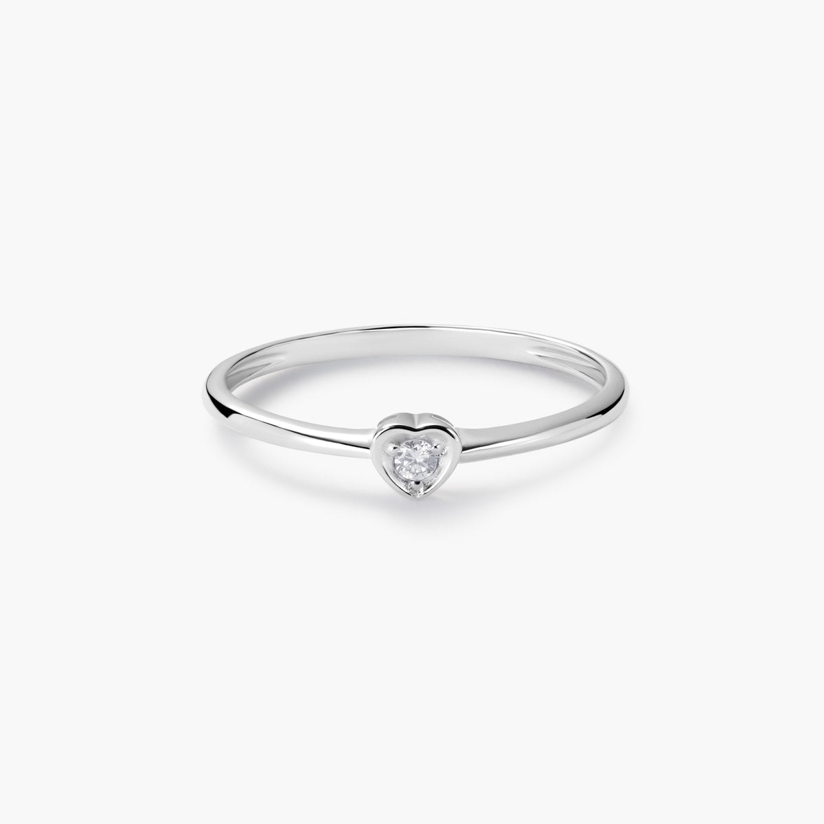 Anillo de oro blanco 18K diamante natural 0.03 ct.