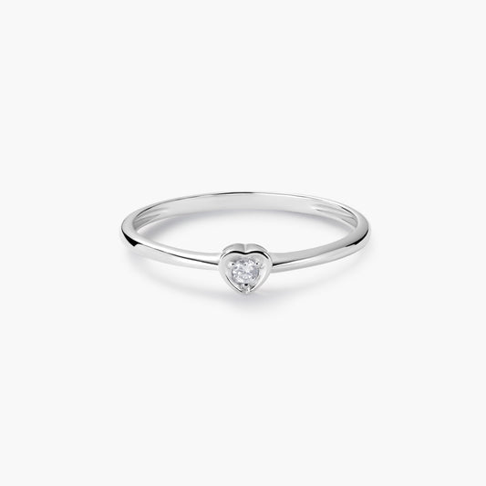 Anillo de oro blanco 18K diamante natural 0.03 ct.