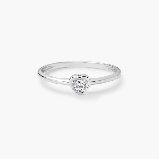 Anillo de oro blanco 18K diamante natural 0.07 ct.