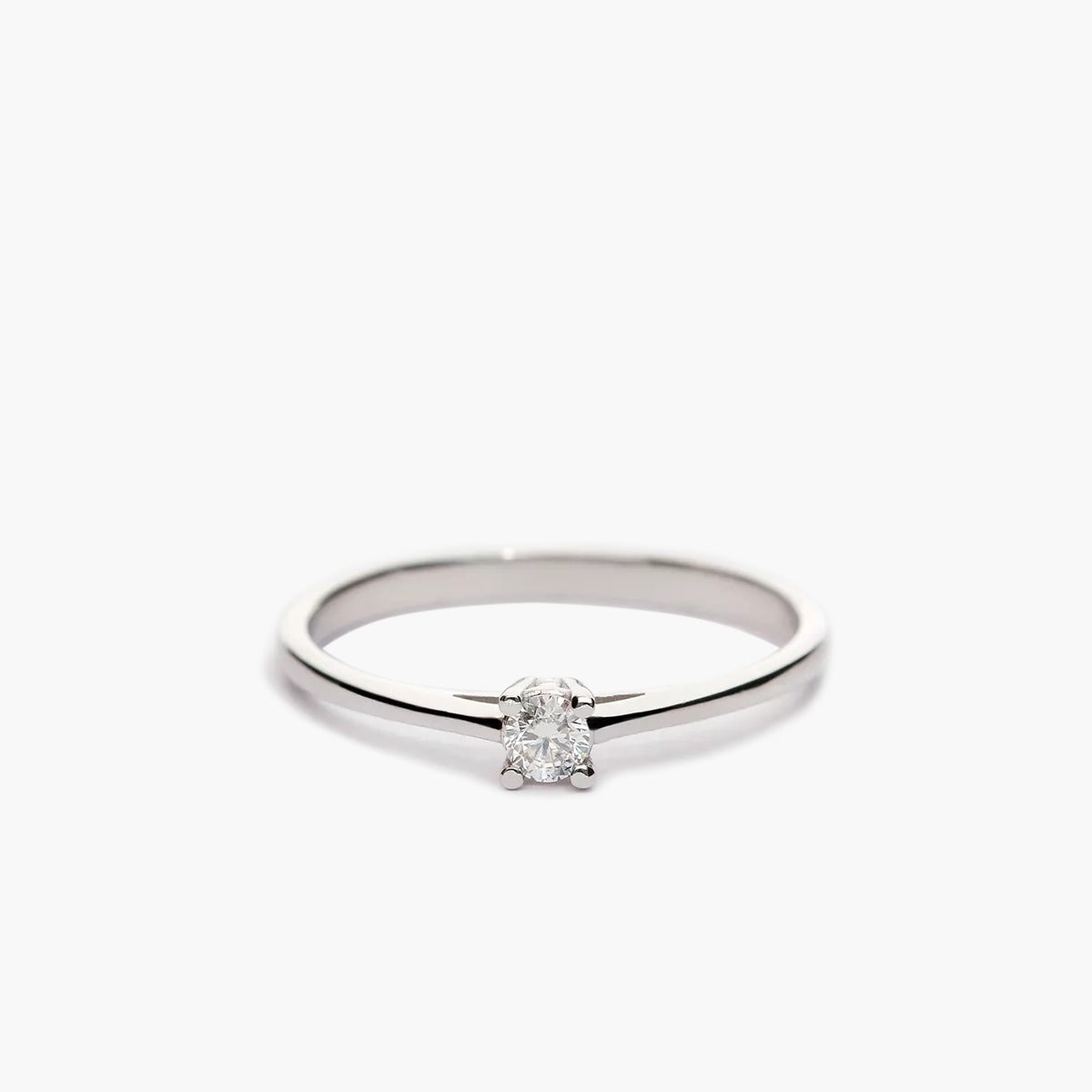 Anillo de oro blanco 18K diamante natural 0.1 ct. MOON