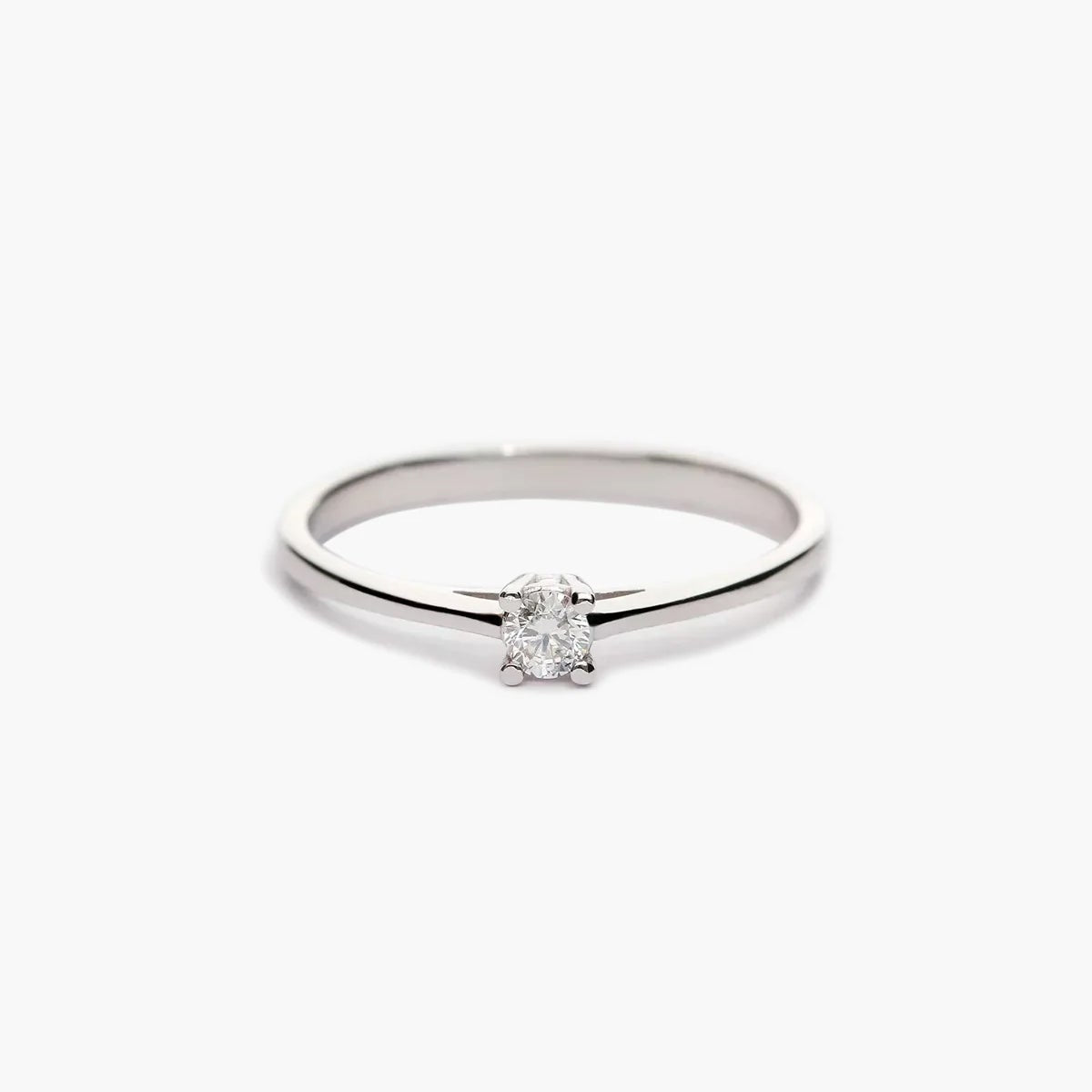 Anillo de oro blanco 18K diamante natural 0.1 ct. MOON