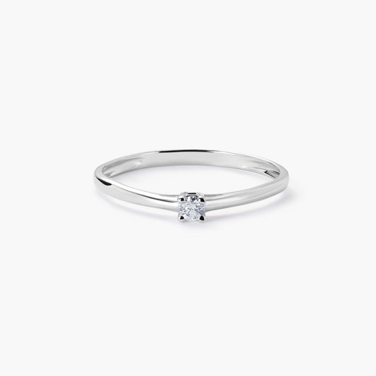 Anillo de oro blanco 18K diamante natural 0.05 ct. MOON