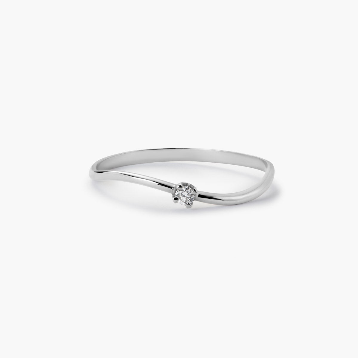 Anillo de oro blanco 18K diamante natural 0.03 ct. SWIRL