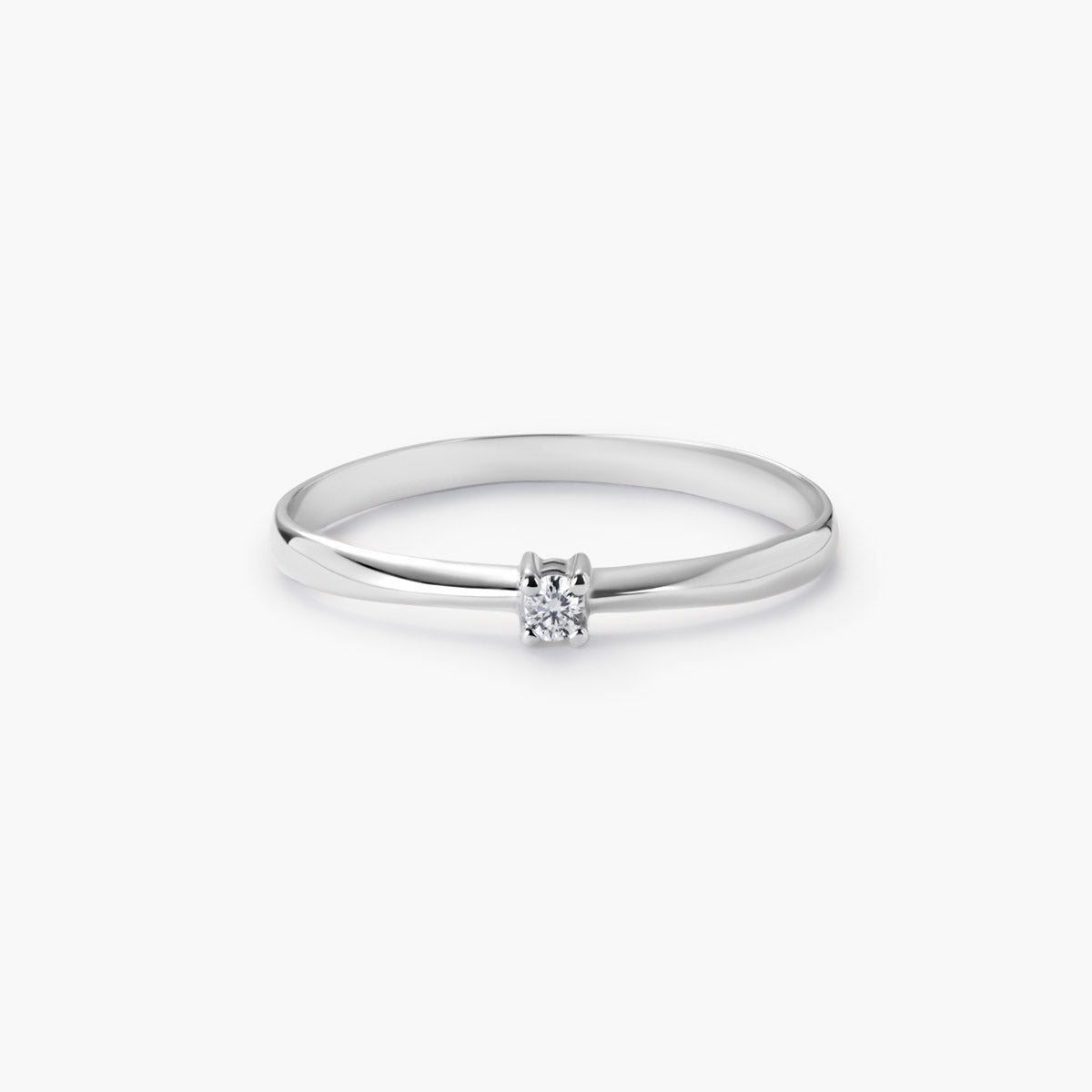 Anillo de oro blanco 18K diamante natural 0.03 ct. MOON