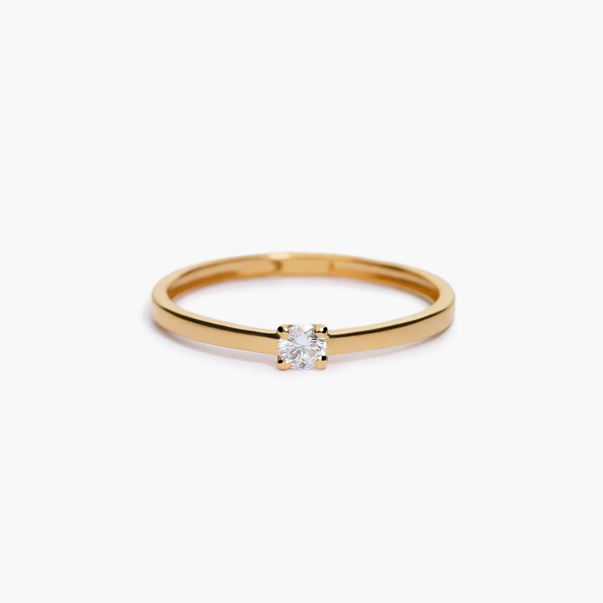 Anillo de oro 18K diamante natural 0.1 ct. SUN