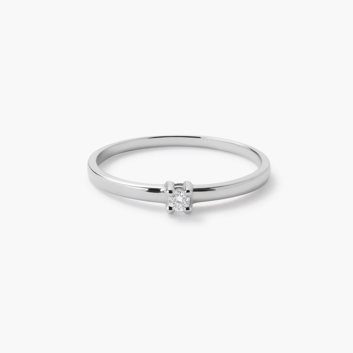 Anillo de oro blanco 18K diamante natural 0.05 ct. MOON