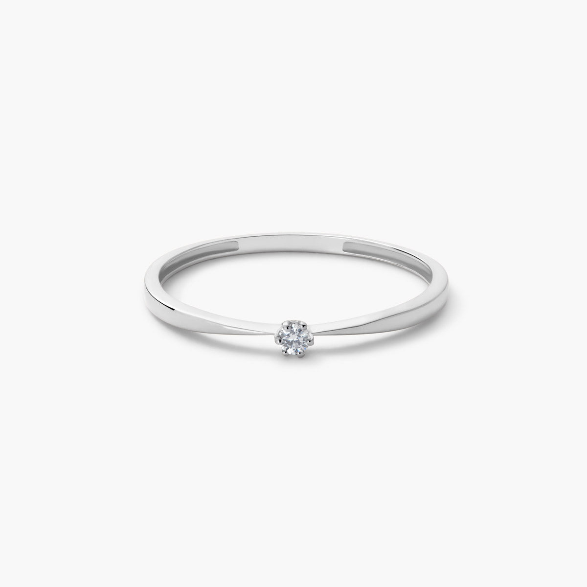 Anillo de oro blanco 18K diamante natural 0.03 ct. MOON