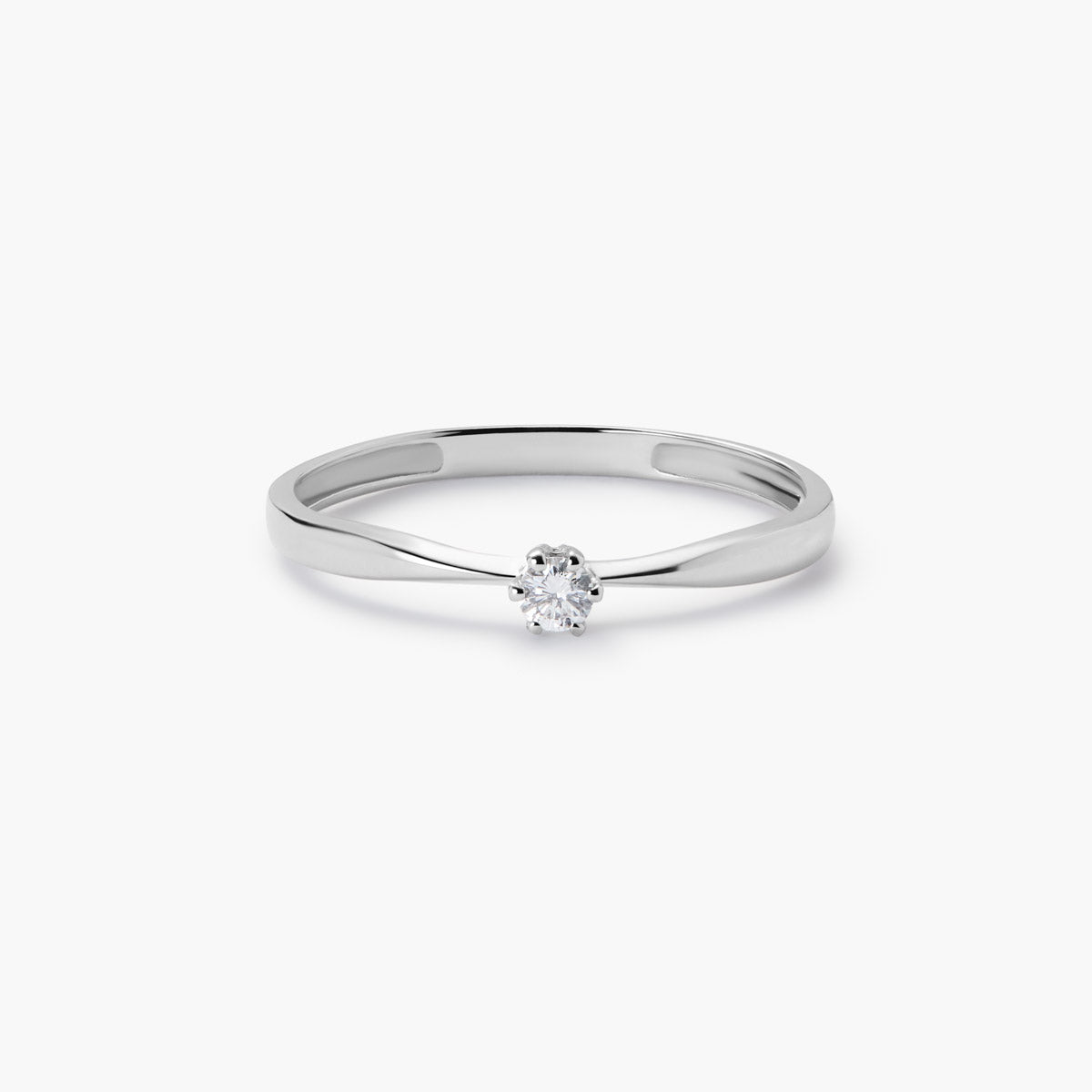 Anillo de oro blanco 18K diamante natural 0.07 ct. MOON