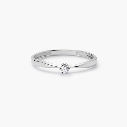 Anillo de oro blanco 18K diamante natural 0.07 ct. MOON