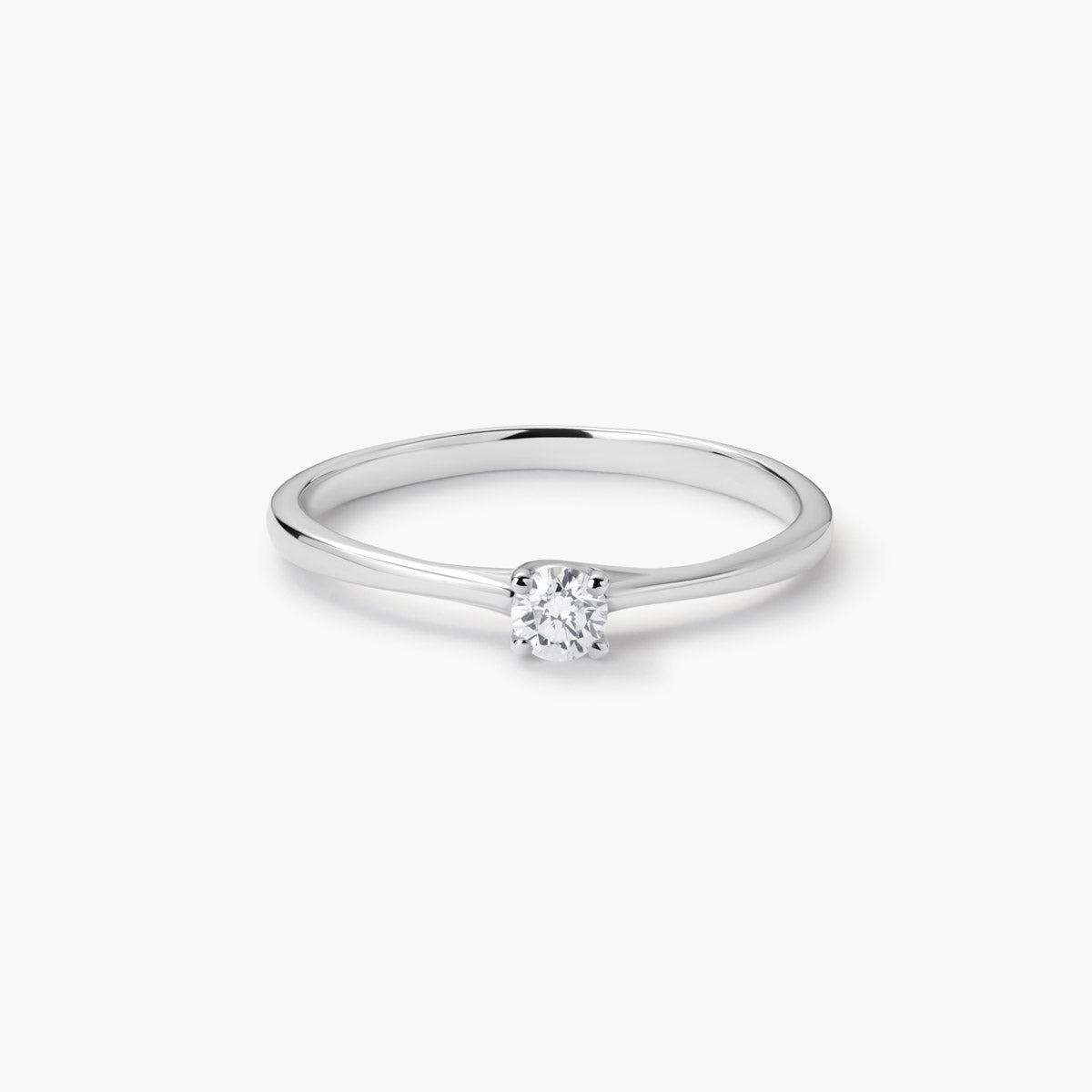 Anillo de oro blanco 18K diamante natural 0.12 ct. MOON