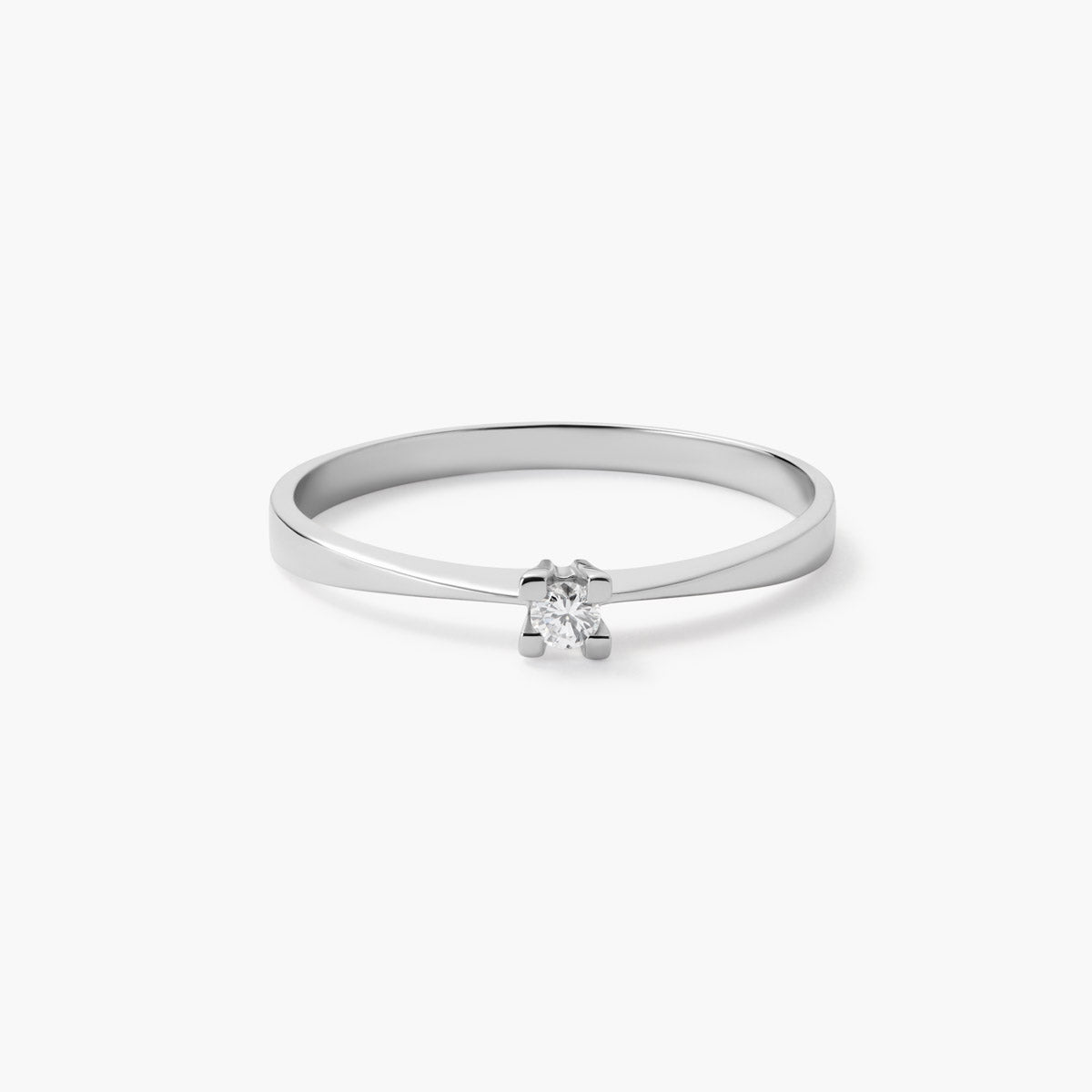 Anillo de oro blanco 18K diamante natural 0.05 ct. MOON