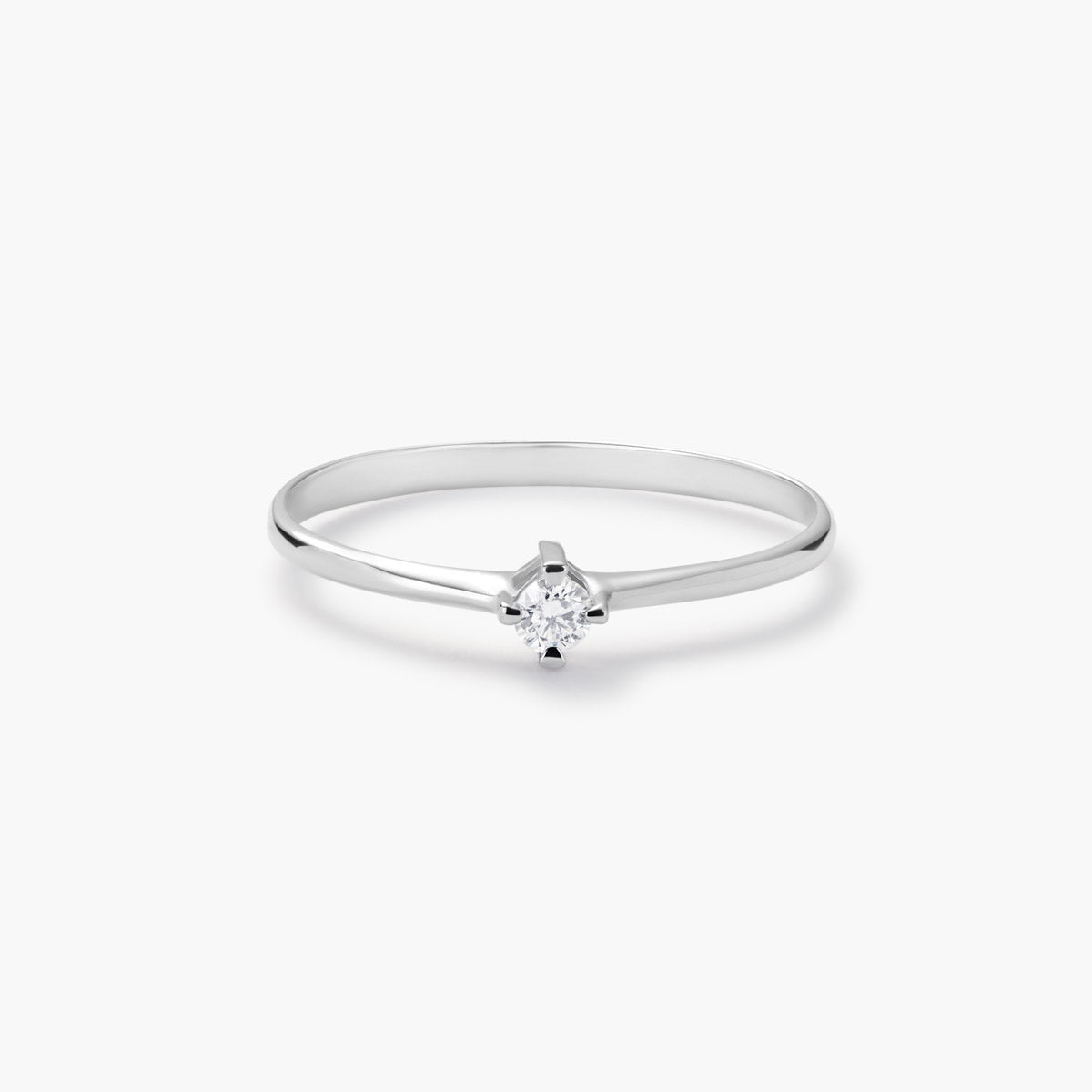 Anillo de oro blanco 18K diamante natural 0.07 ct. MOON