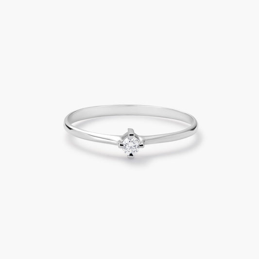 Anillo de oro blanco 18K diamante natural 0.07 ct. MOON