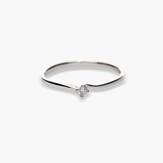 Anillo de oro blanco 18K diamante natural 0.03 ct. SWIRL
