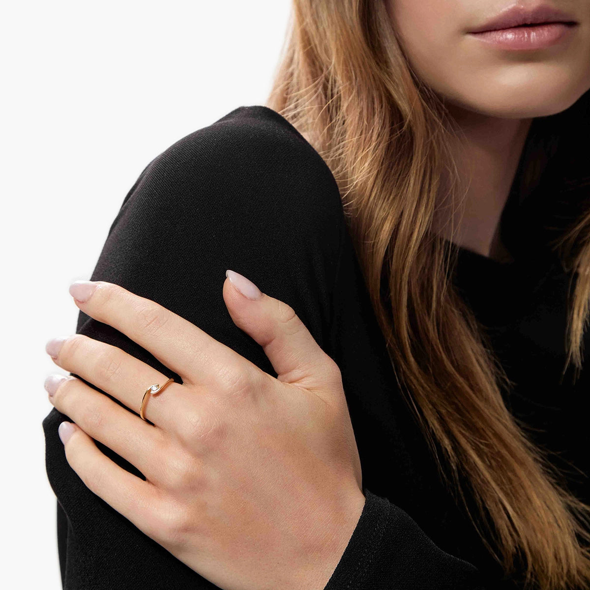 Anillo de oro 18K diamante natural 0.07 ct. GRAVITY