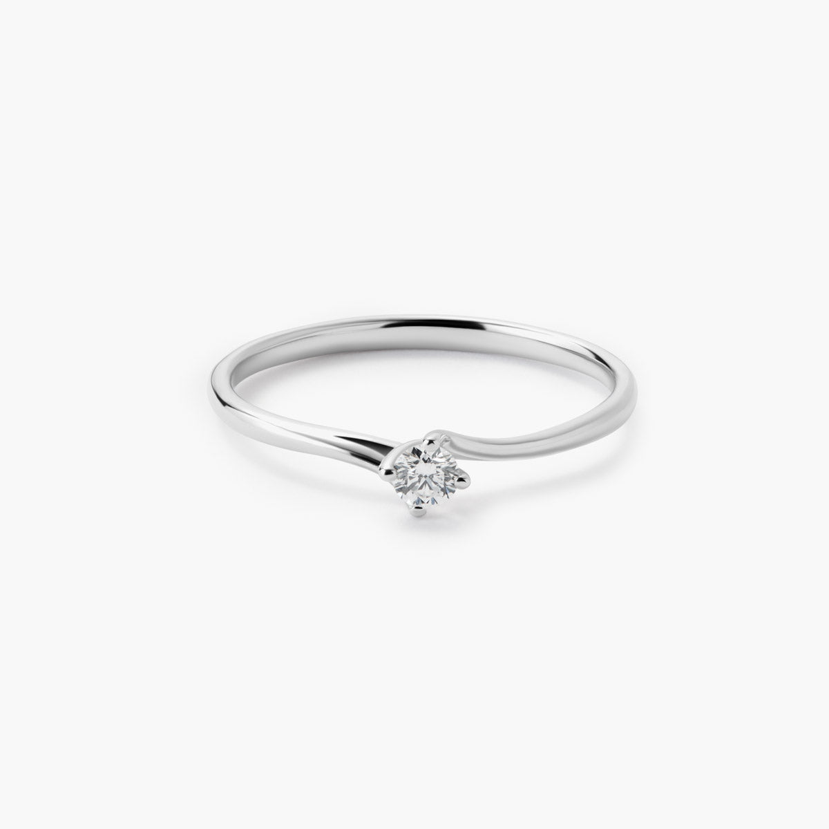 Anillo de oro blanco 18K diamante natural 0.1 ct. SWIRL