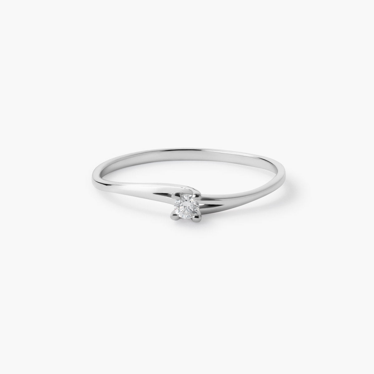 Anillo de oro blanco 18K diamante natural 0.05 ct. SWIRL
