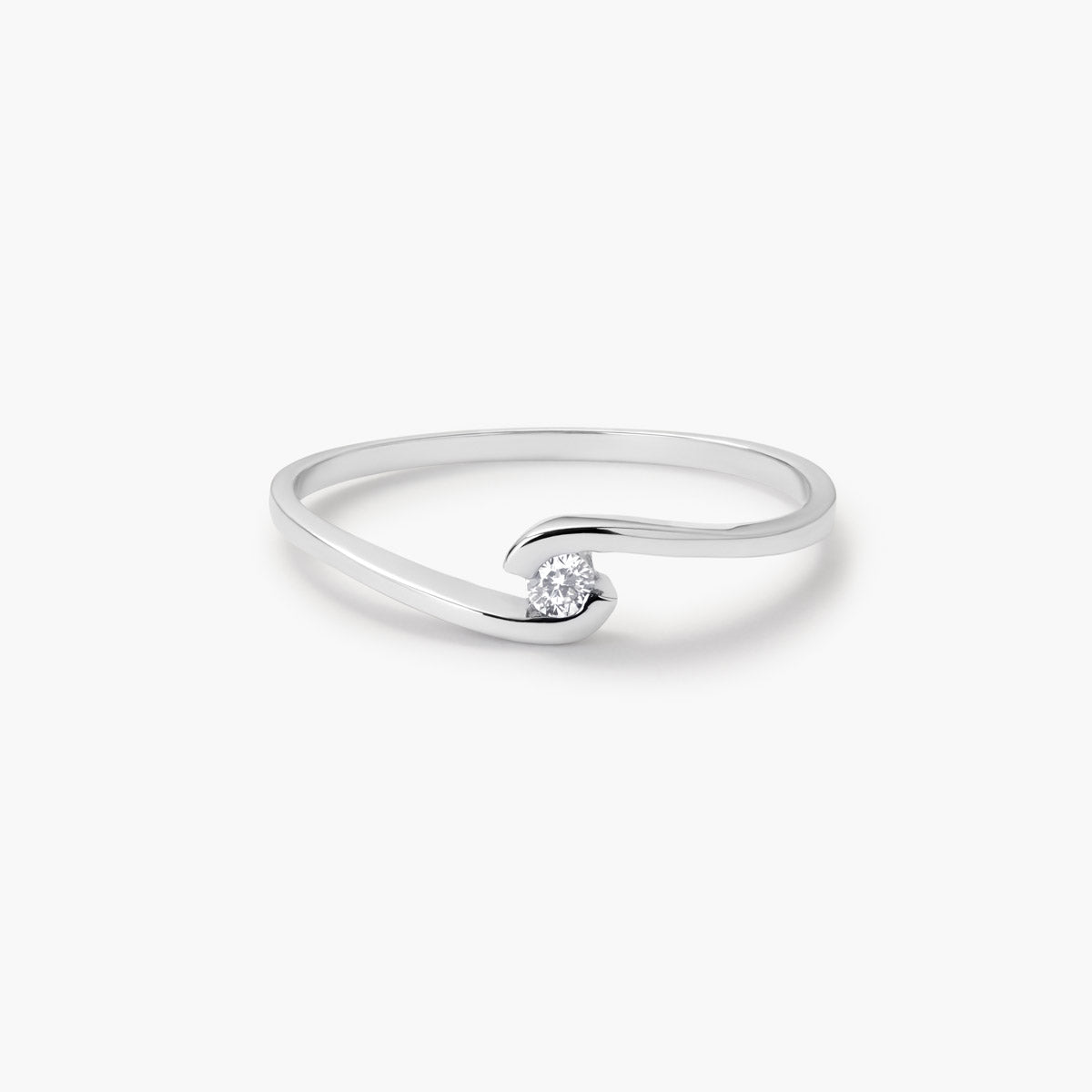 Anillo de oro blanco 18K diamante natural 0.05 ct. GRAVITY