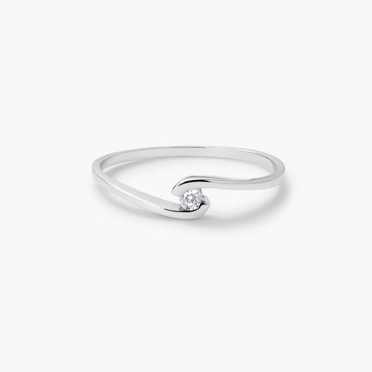 Anillo de oro blanco 18K diamante natural 0.05 ct. GRAVITY