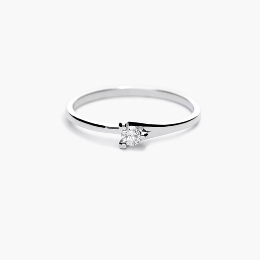 Anillo de oro blanco 18K diamante natural 0.1 ct. SWIRL