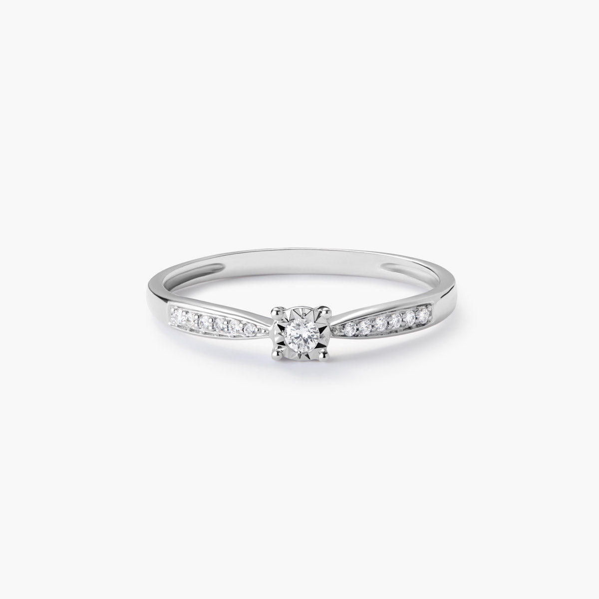 Anillo de oro blanco 18K diamante natural 0.08 ct. COMET