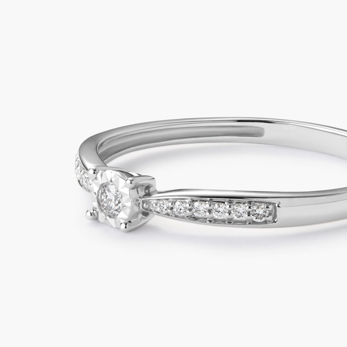 Anillo de oro blanco 18K diamante natural 0.08 ct. COMET