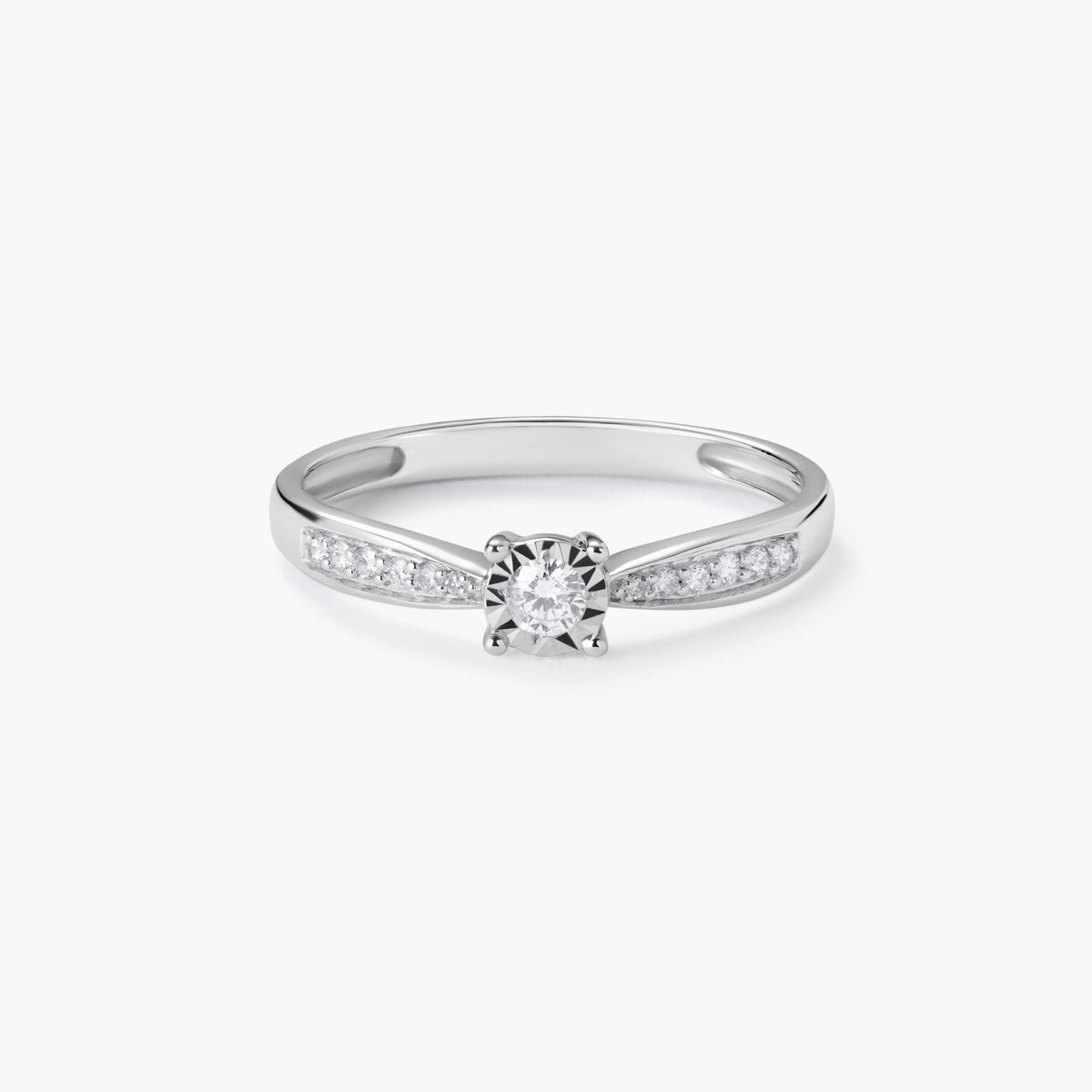 Anillo de oro blanco 18K diamante natural 0.14 ct. COMET
