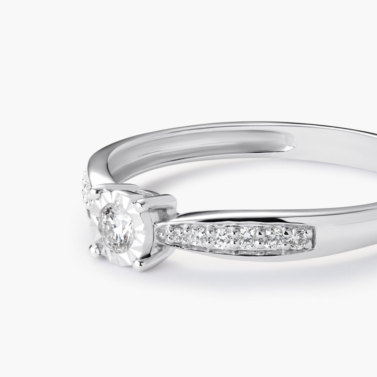 Anillo de oro blanco 18K diamante natural 0.14 ct. COMET