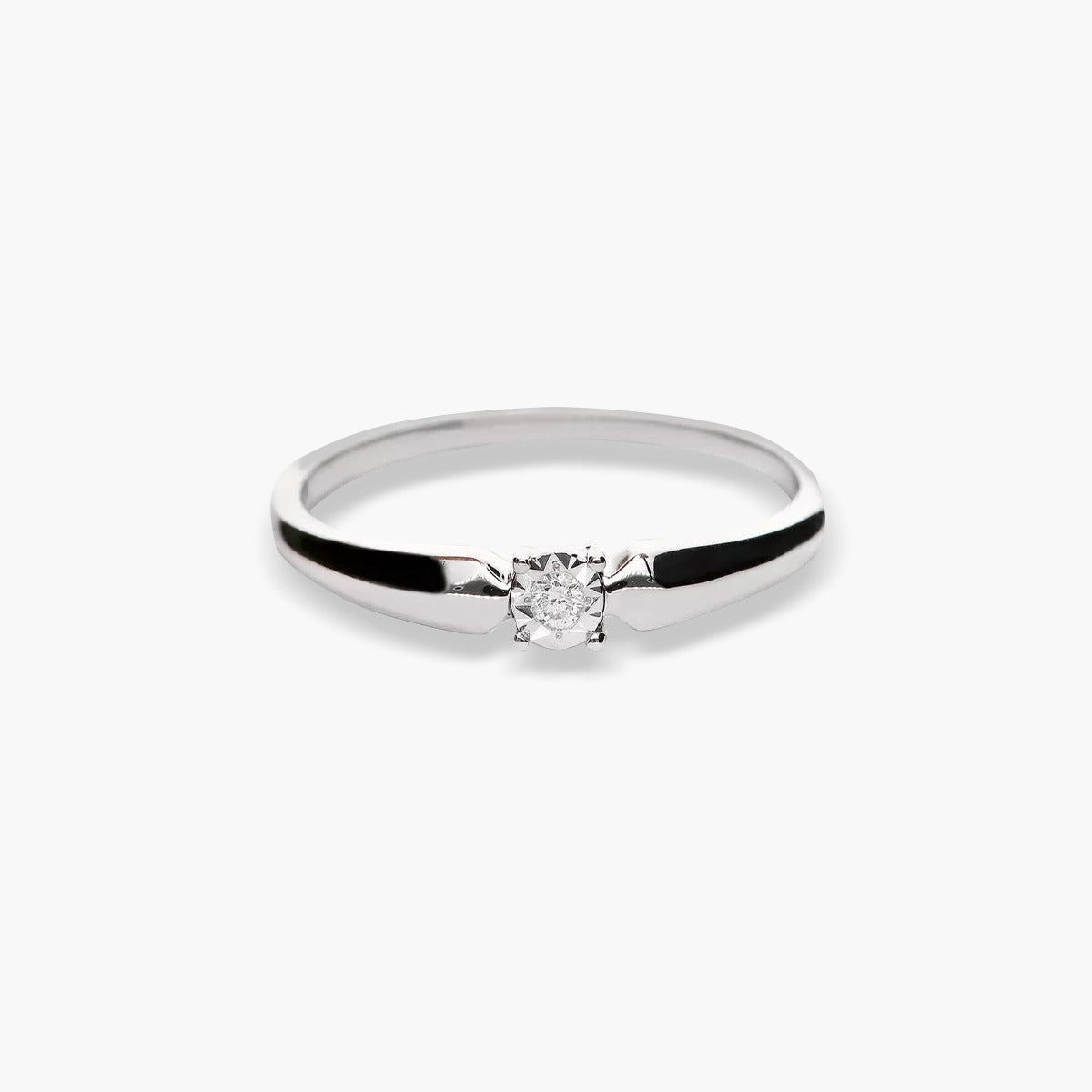 Anillo de oro blanco 18K diamante natural 0.015 ct.