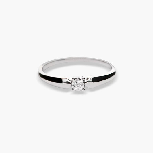 Anillo de oro blanco 18K diamante natural 0.015 ct.