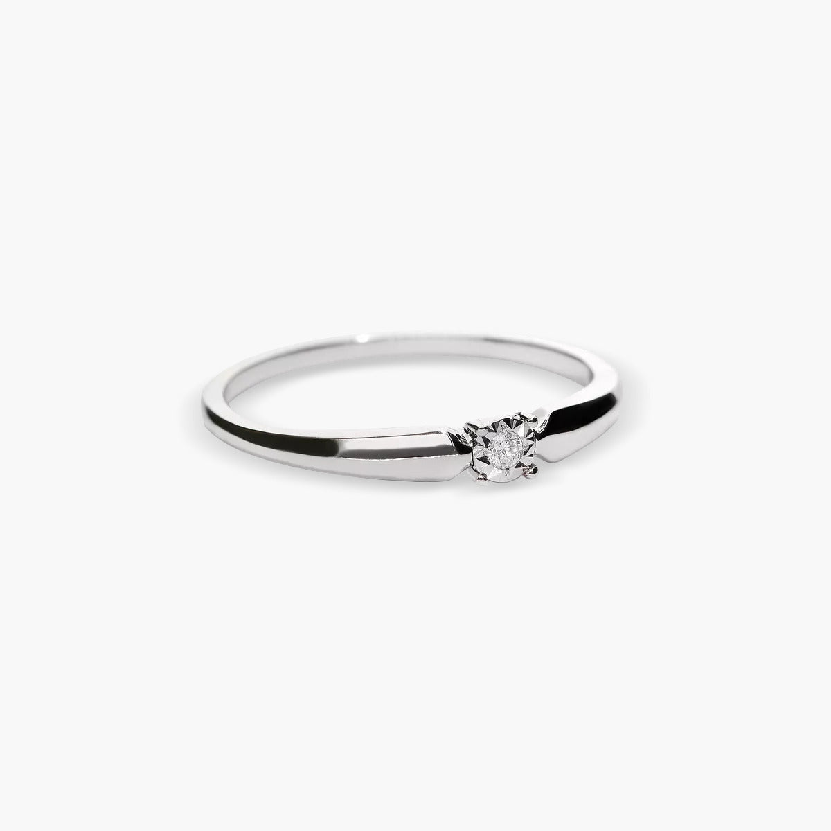Anillo de oro blanco 18K diamante natural 0.015 ct.