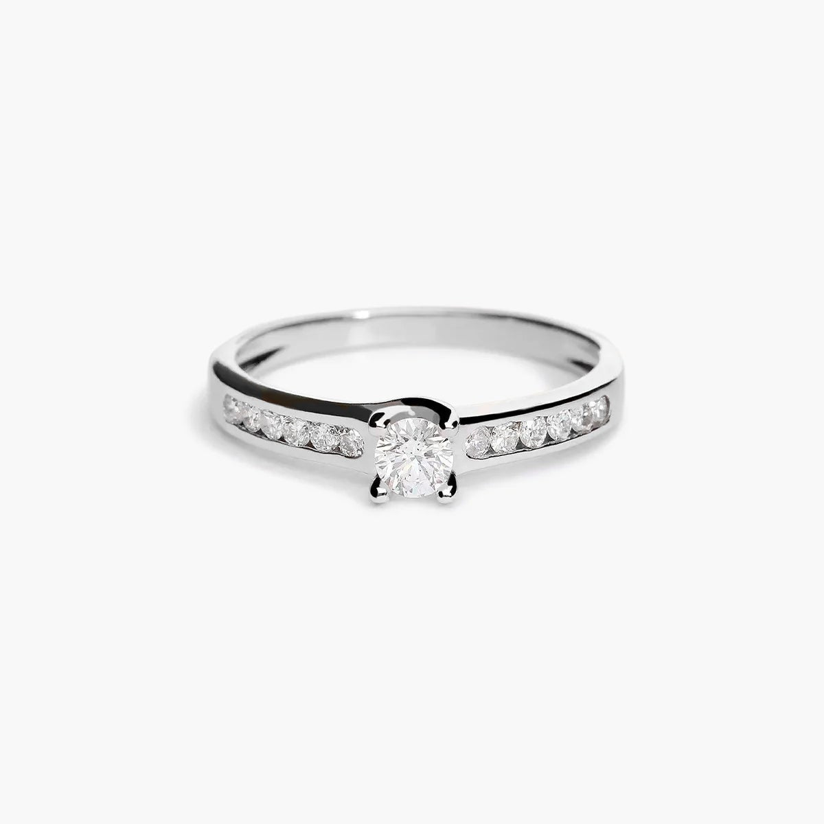 Anillo de oro blanco 18K diamante natural 0.38 ct. COMET
