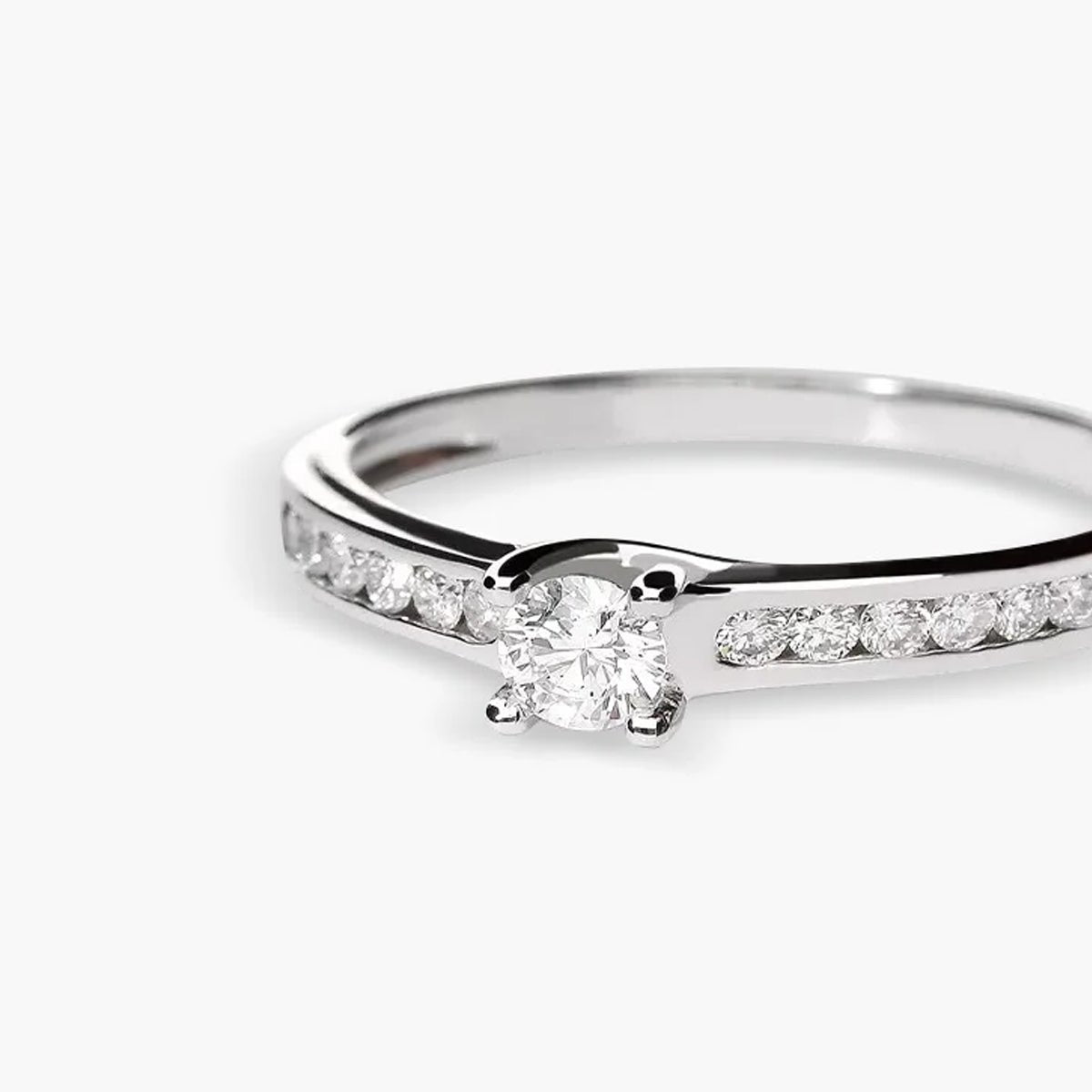 Anillo de oro blanco 18K diamante natural 0.38 ct. COMET