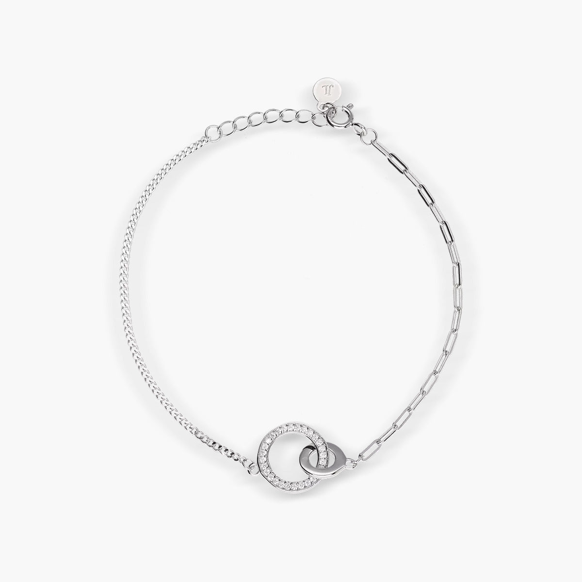 Pulsera de plata 1ª ley circonitas círculo 17-19 cm