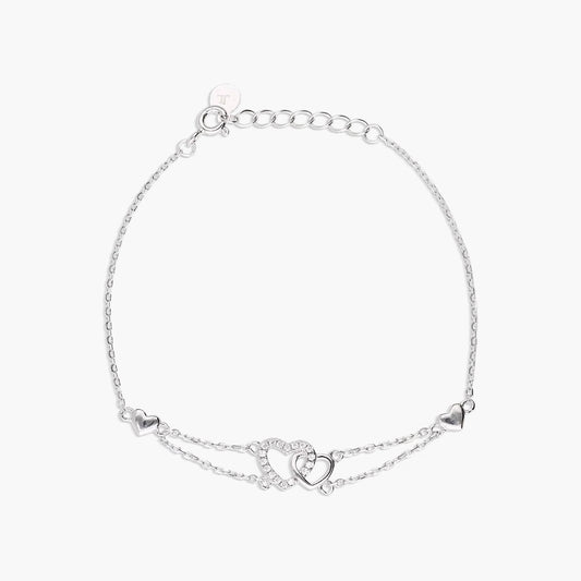 Pulsera de plata 1ª ley circonitas corazones 17-19 cm