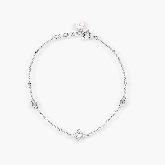 Pulsera de plata 1ª ley circonitas cadena con bolitas 17-20 cm