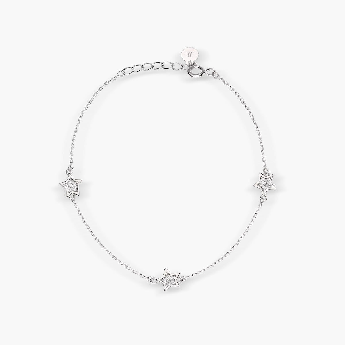 Pulsera de plata 1ª ley circonitas estrellas 17-19 cm