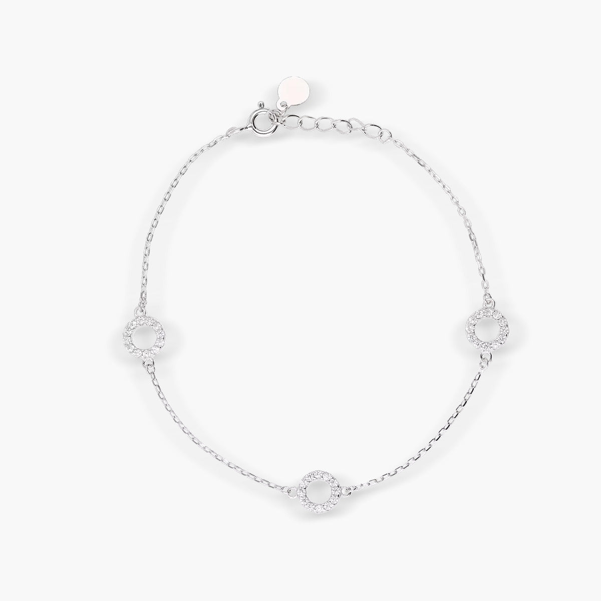 Pulsera de plata 1ª ley circonitas círculos 17-19 cm
