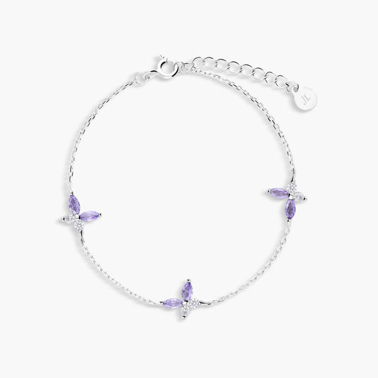 Pulsera de plata 1ª ley circonitas violeta mariposa 17-20 cm