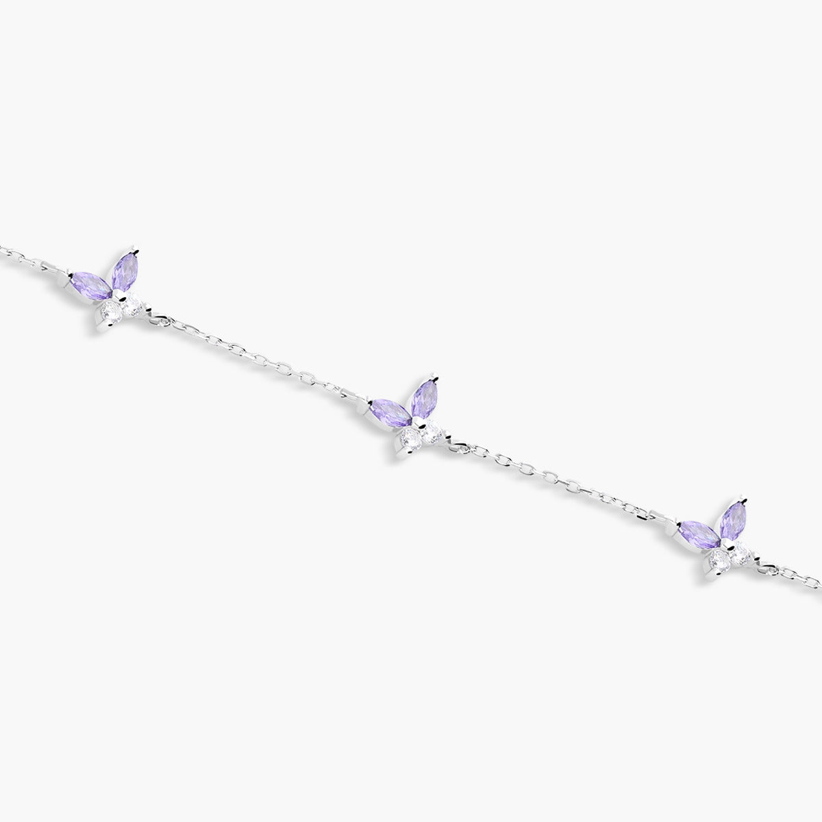 Pulsera de plata 1ª ley circonitas violeta mariposa 17-20 cm