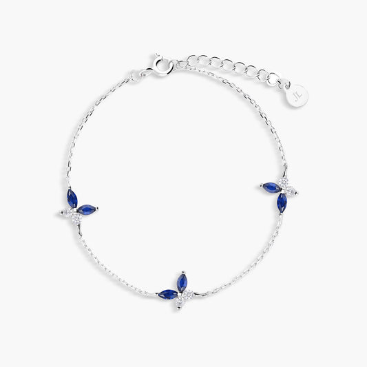 Pulsera de plata 1ª ley circonitas azul mariposa 17-20 cm
