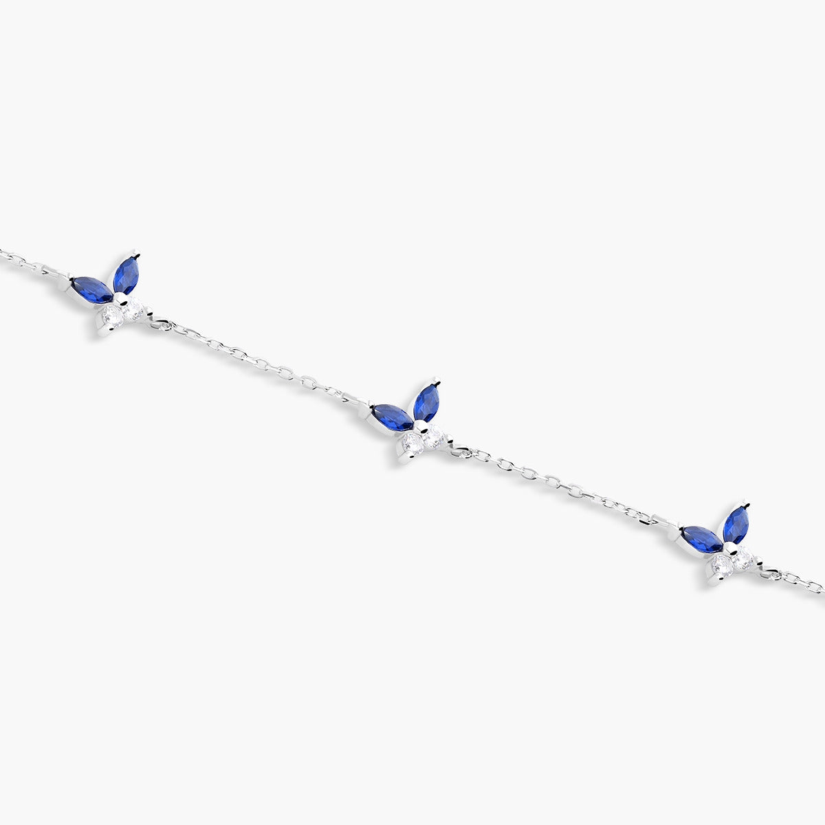 Pulsera de plata 1ª ley circonitas azul mariposa 17-20 cm