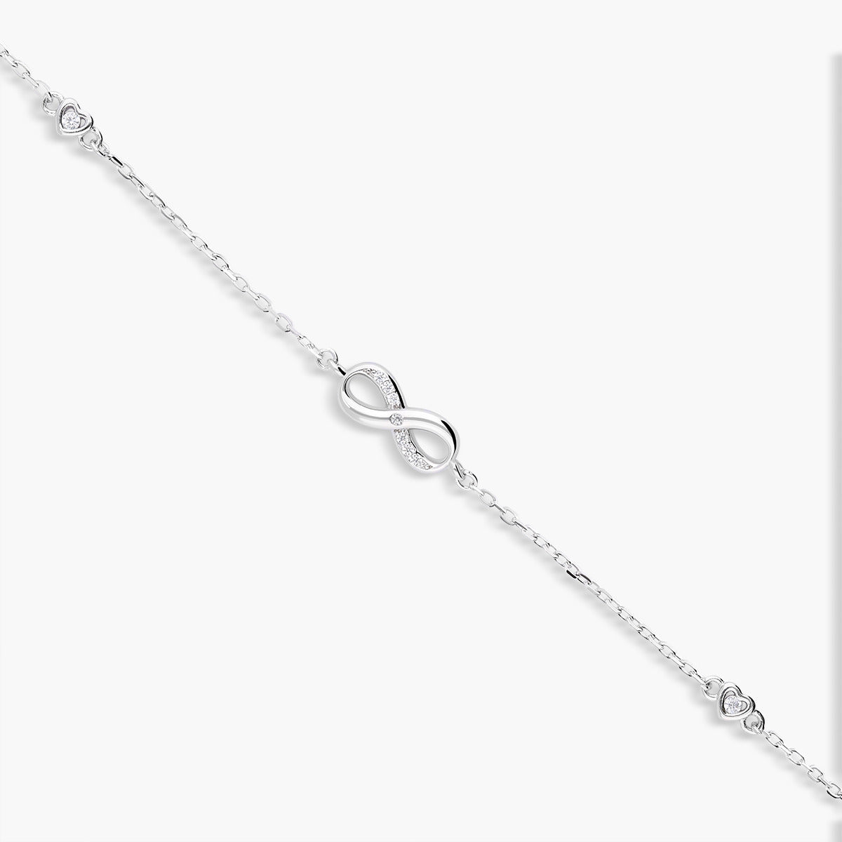 Pulsera de plata 1ª ley circonitas corazón e infinito 17-20 cm